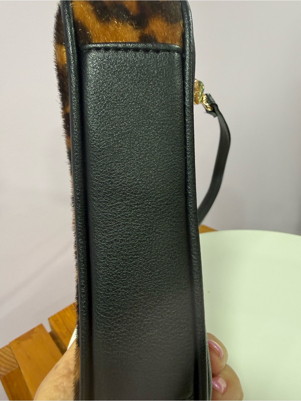 Leopard Print Heart Lock Shoulder Bag - Black & Brown- Juicy Couture - Picture 4 of 9